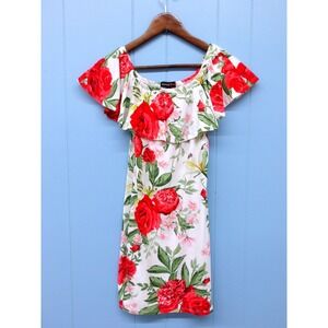 Absolutely Love It!! Floral Print Dress‎ Elastic Neckline Girls Size L /#63344